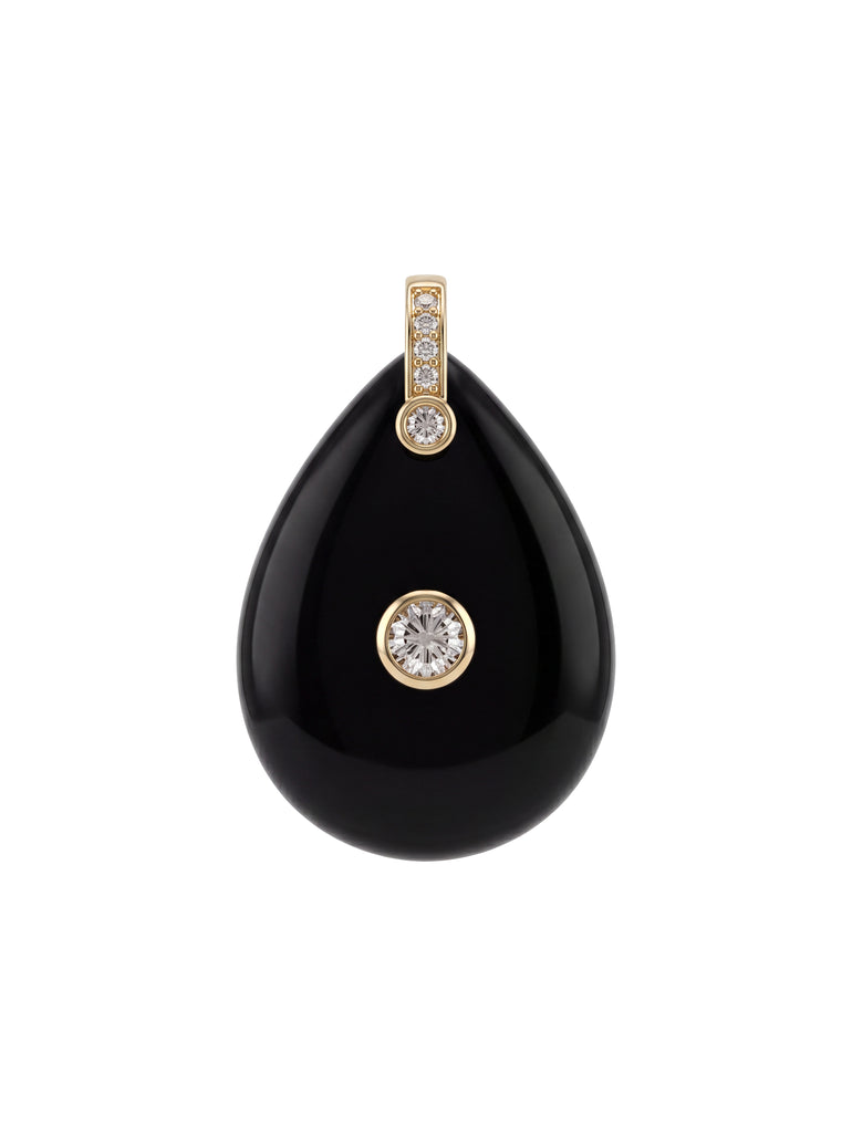 Dije Gota Piedra Obsidiana Con Zirconias