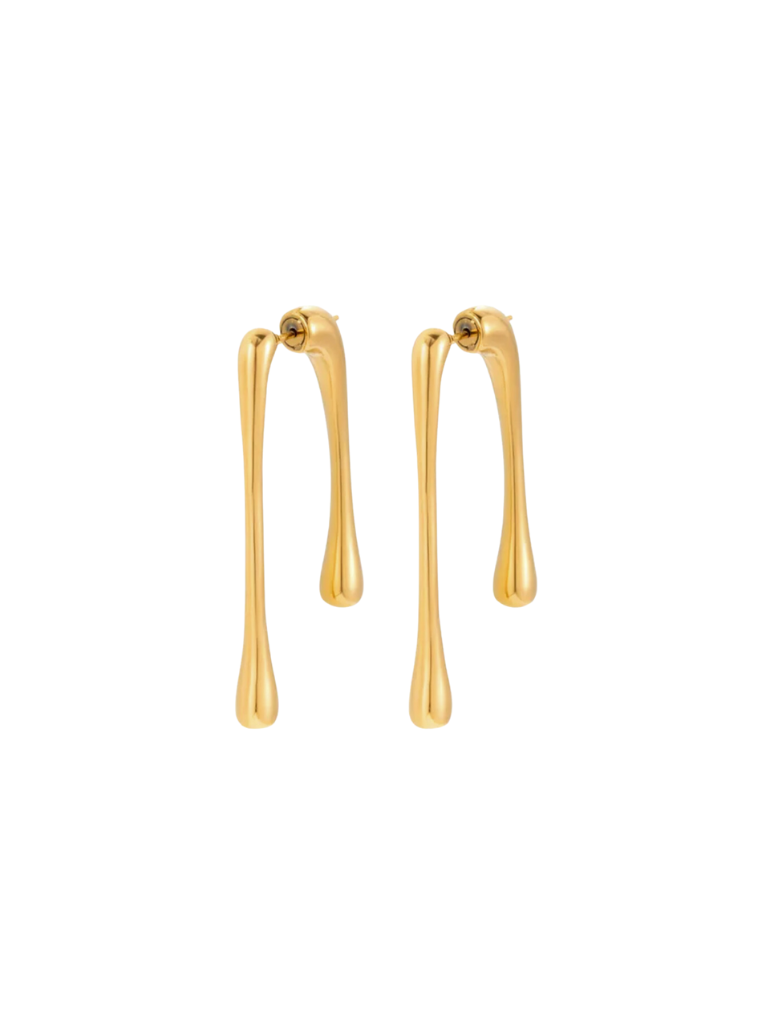 Par Arete Doble Gota Larga Irregular