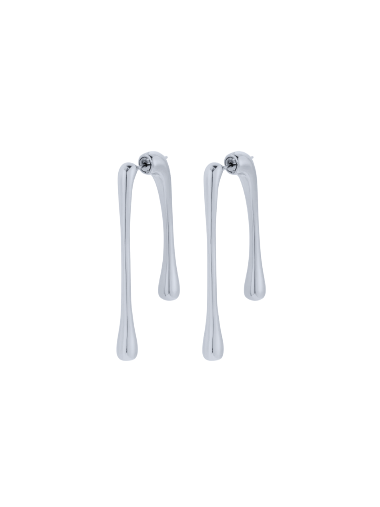 Par Arete Doble Gota Larga Irregular