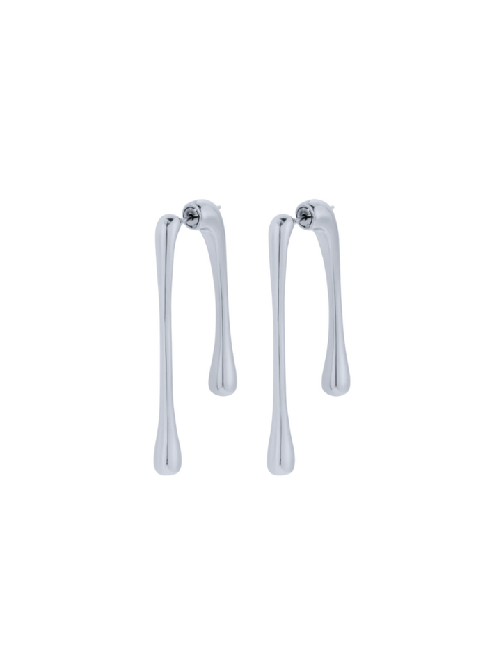 Par Arete Doble Gota Larga Irregular