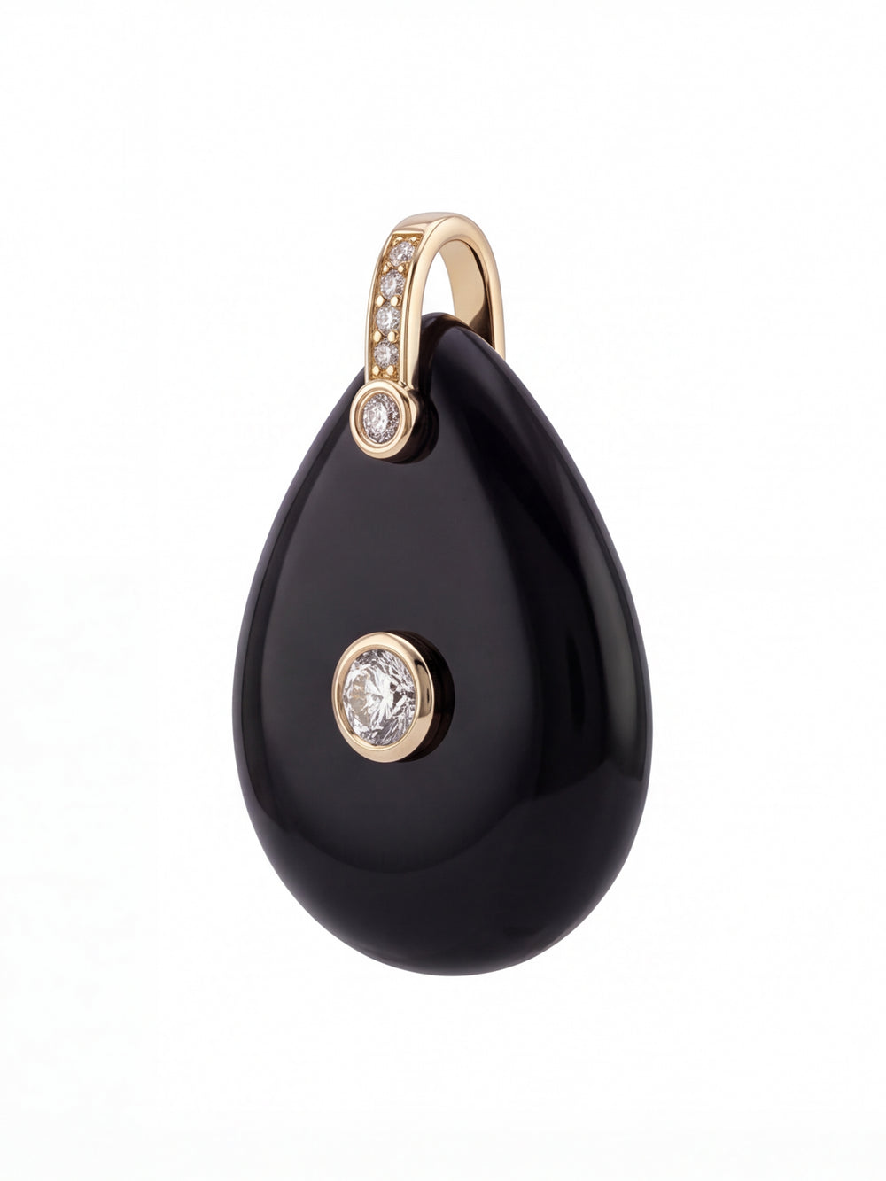 Dije Gota Piedra Obsidiana Con Zirconias