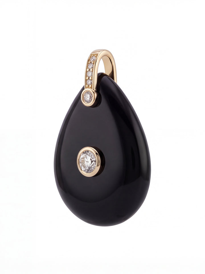 Dije Gota Piedra Obsidiana Con Zirconias