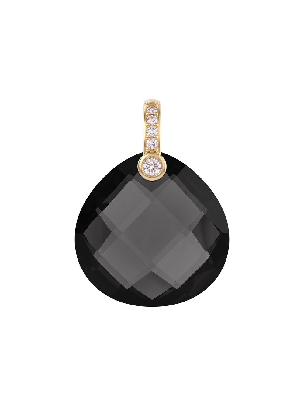 Dije Gota Ancha Piedra Obsidiana Con Zirconias
