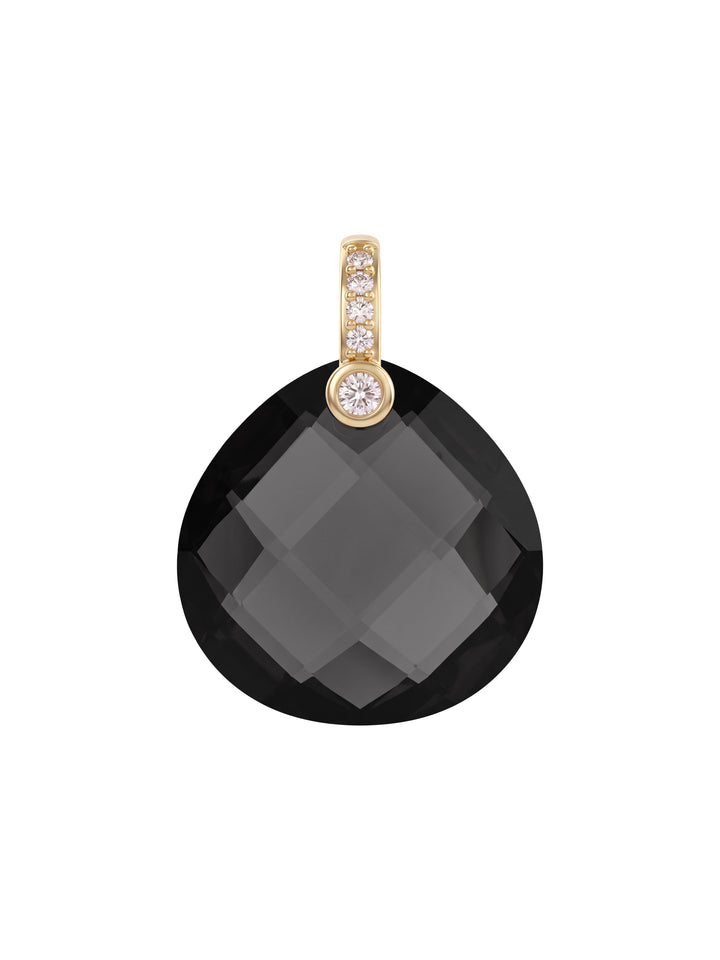 Dije Gota Ancha Piedra Obsidiana Con Zirconias