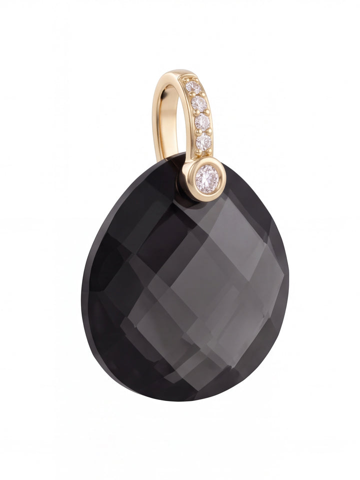 Dije Gota Ancha Piedra Obsidiana Con Zirconias