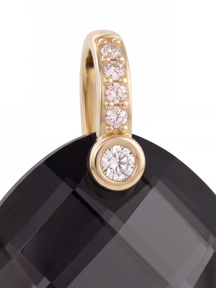 Dije Gota Ancha Piedra Obsidiana Con Zirconias
