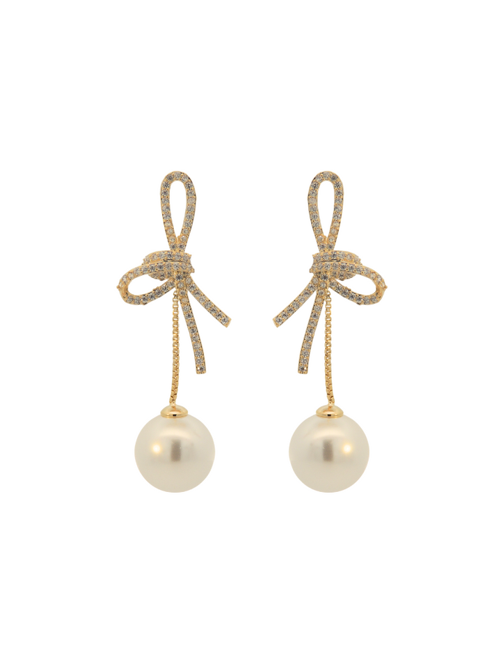 Par Arete Nudo Con Perla Colgante