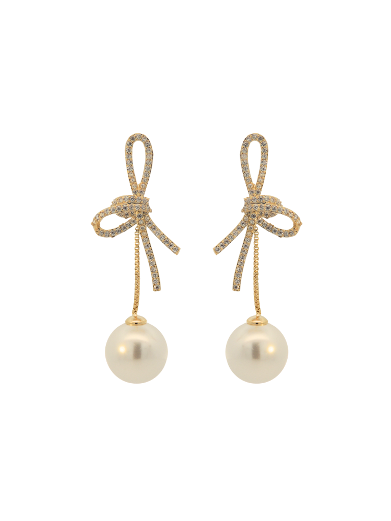 Par Arete Nudo Con Perla Colgante