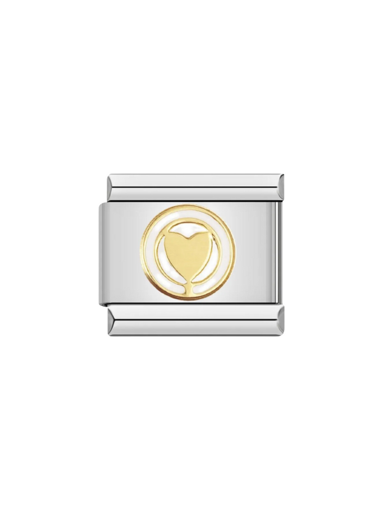 Charm Corazón Sobre Circulo Blanco