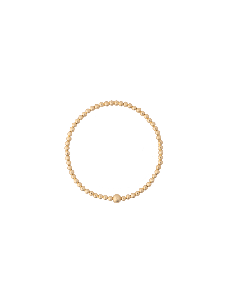 Pulsera Bolitas Chicas y Bolita Central Gold Filled