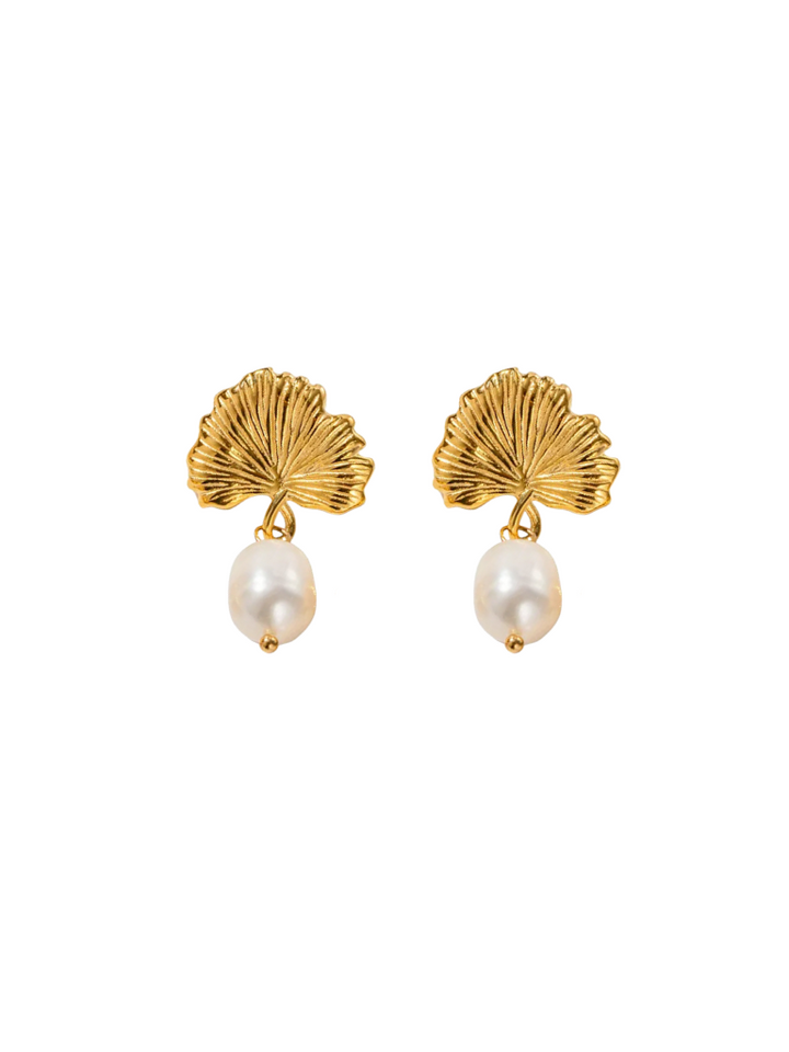 Par Arete Hoja Con Perla