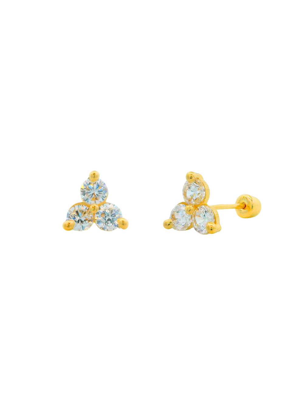 Broquel de Oro 10k Trebol Con Zirconias