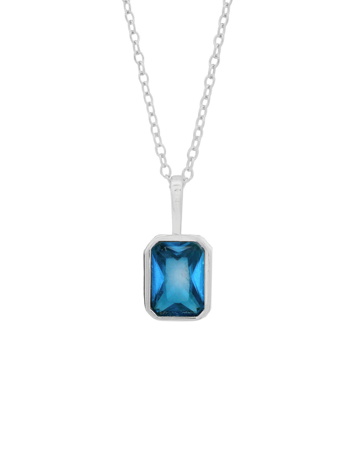Collar Birthstone Rectangular Plateado