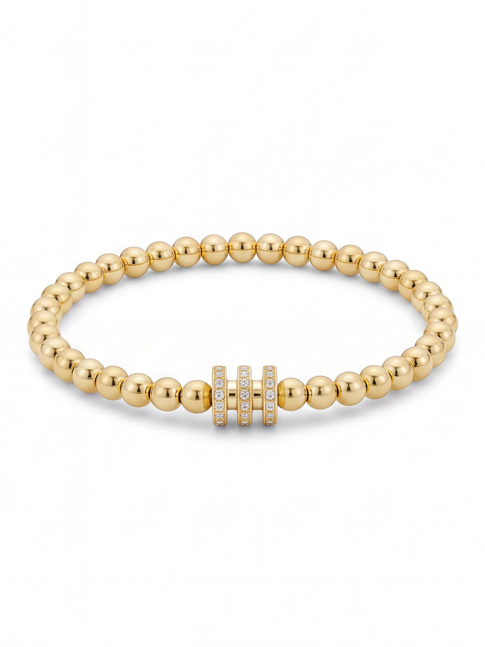Pulsera Bolitas Gold Filled Dije Triple Rondel