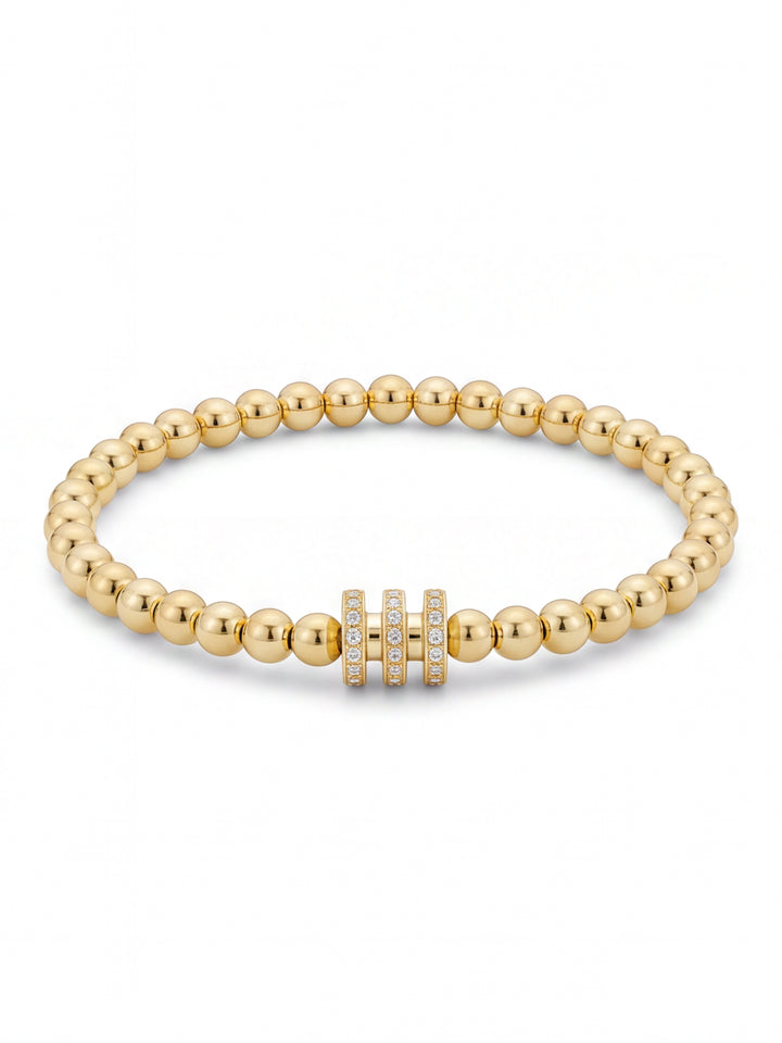 Pulsera Bolitas Gold Filled Dije Triple Rondel
