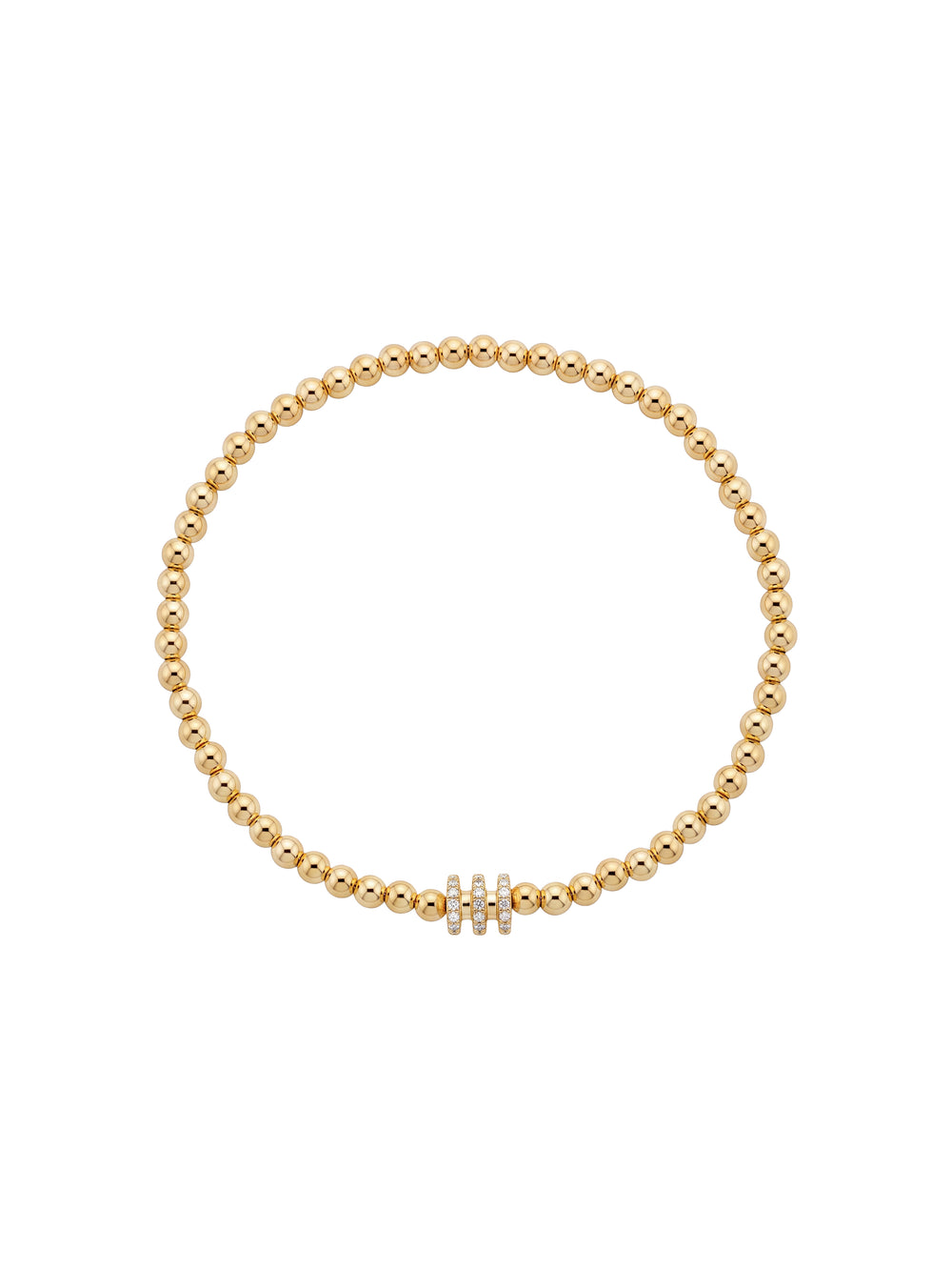 Pulsera Bolitas Gold Filled Dije Triple Rondel