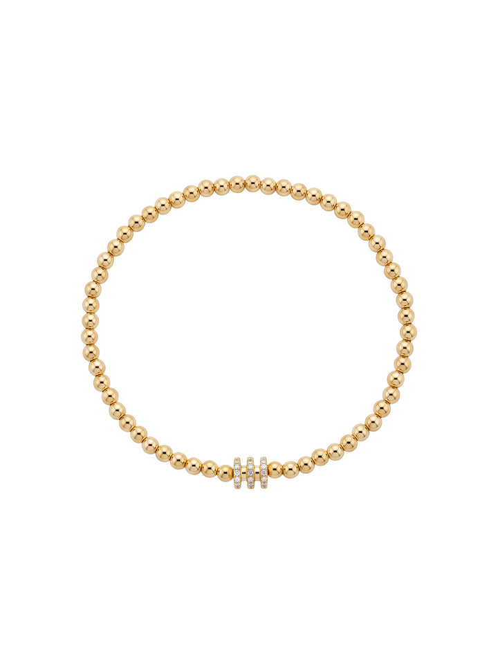 Pulsera Bolitas Gold Filled Dije Triple Rondel