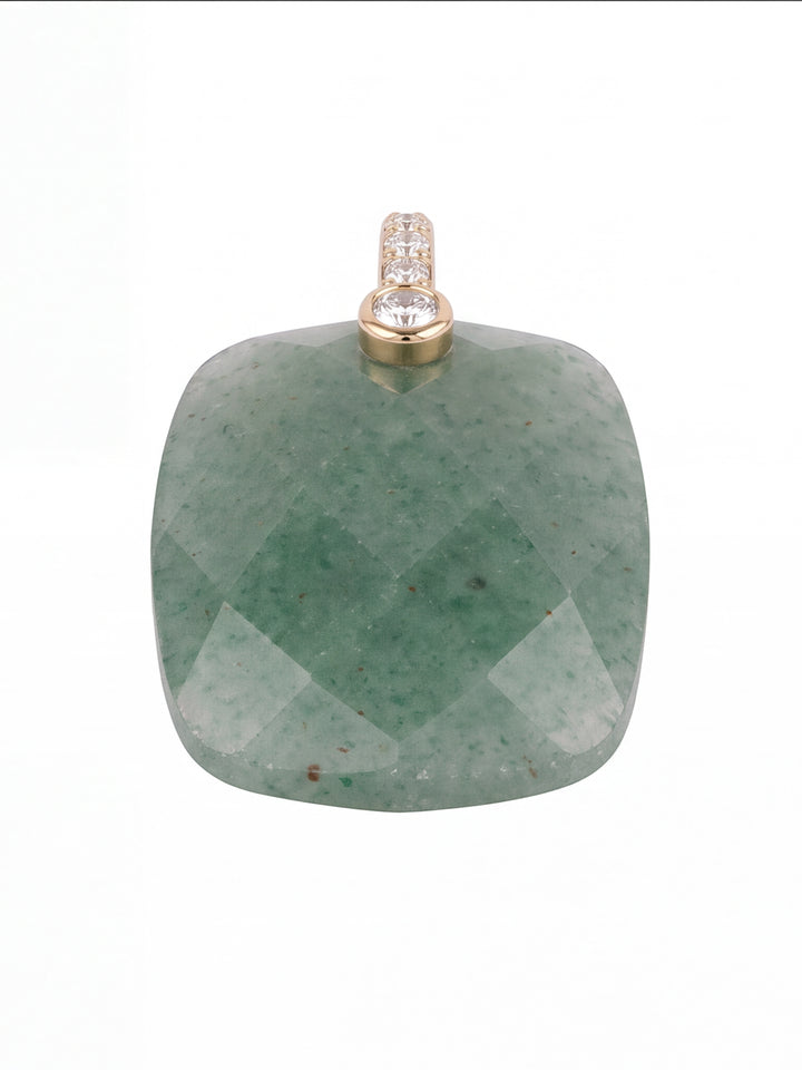 Dije Rectangular Aventurina Con Zirconias