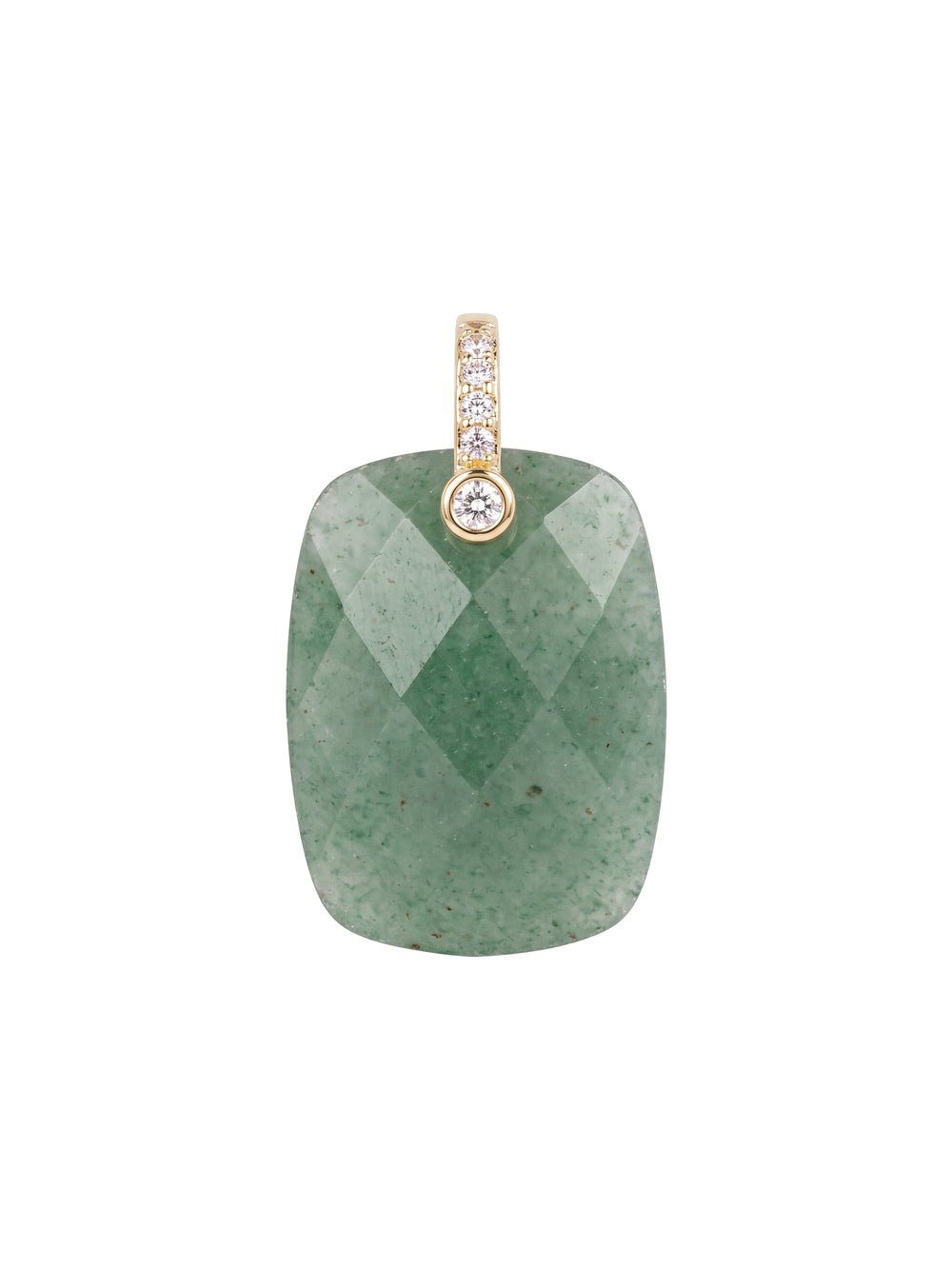Dije Rectangular Aventurina Con Zirconias