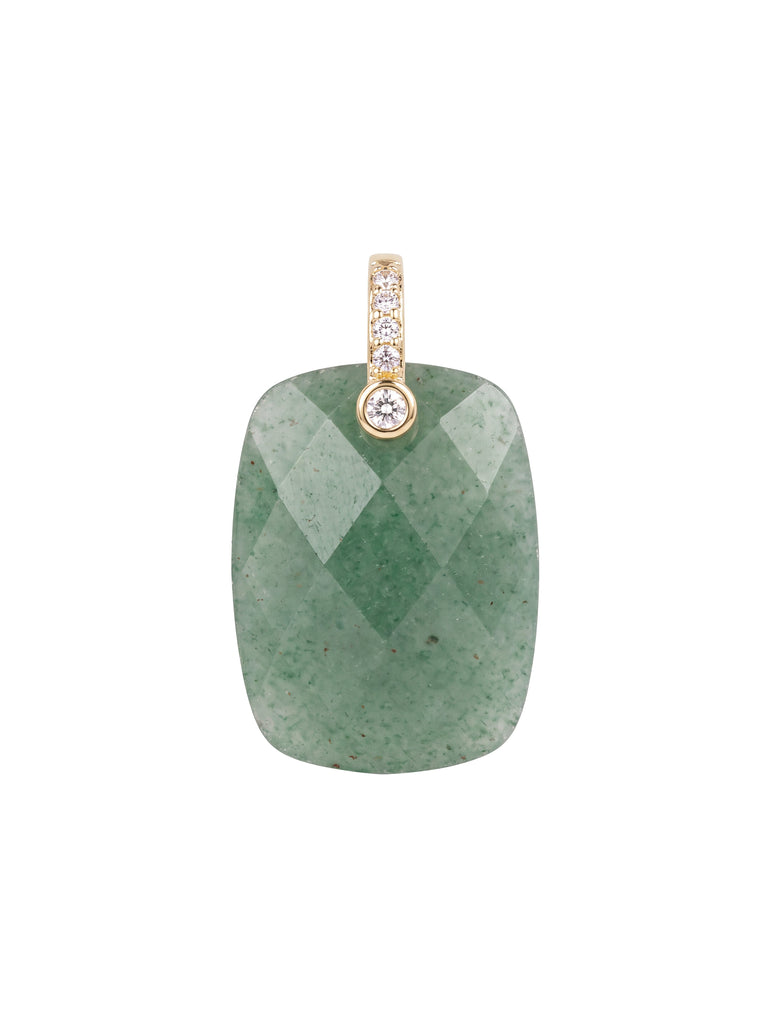 Dije Rectangular Aventurina Con Zirconias