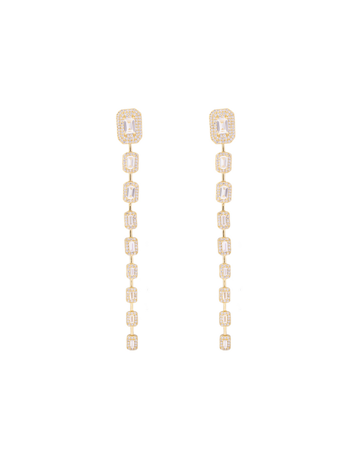 Par Arete Largo Tira Baguettes Cuadrados