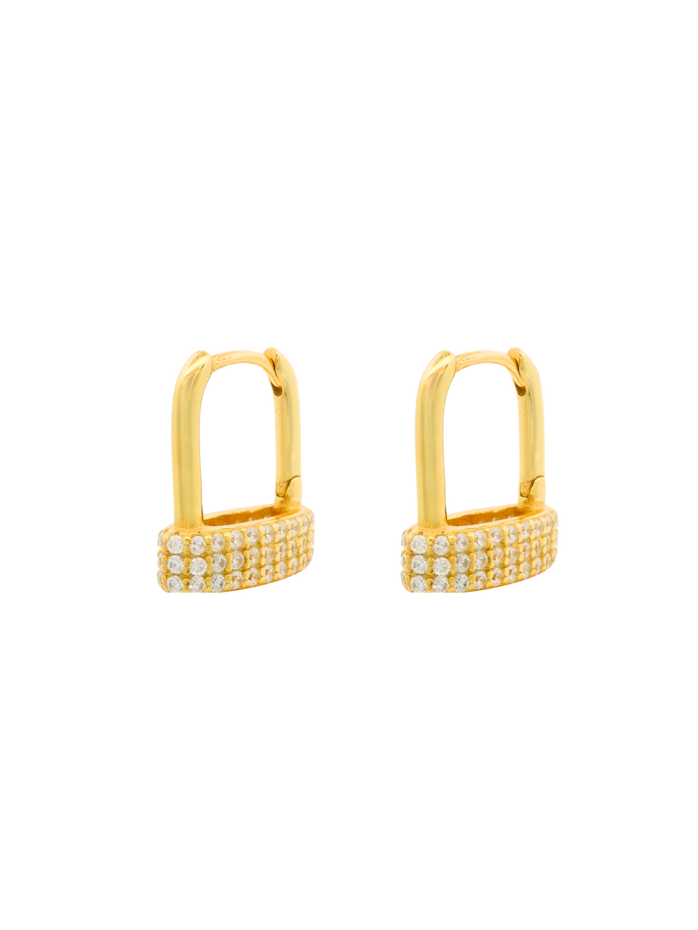 Par Arracada Candado Con Zirconia