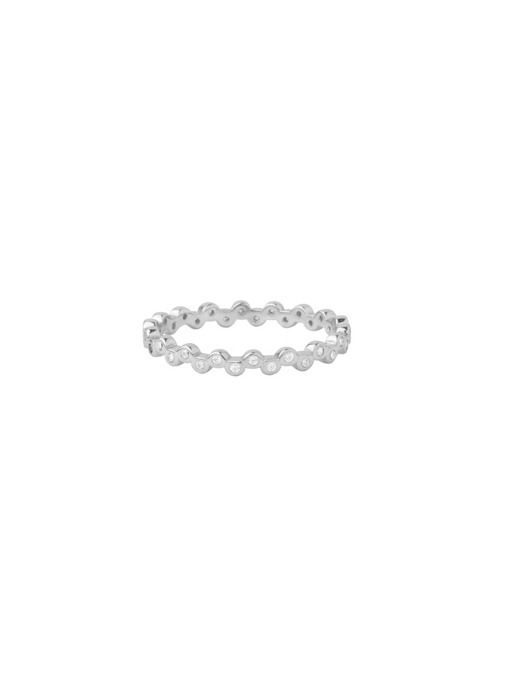 Anillo Delgado Zirconias En ZigZag