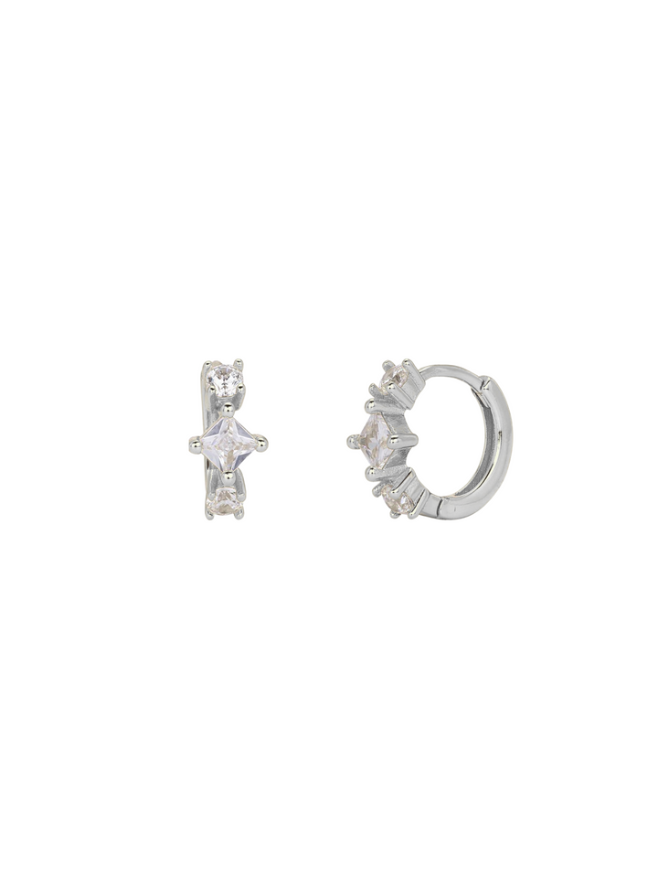 Arracada Con Zirconias Rombo y Cuadradas