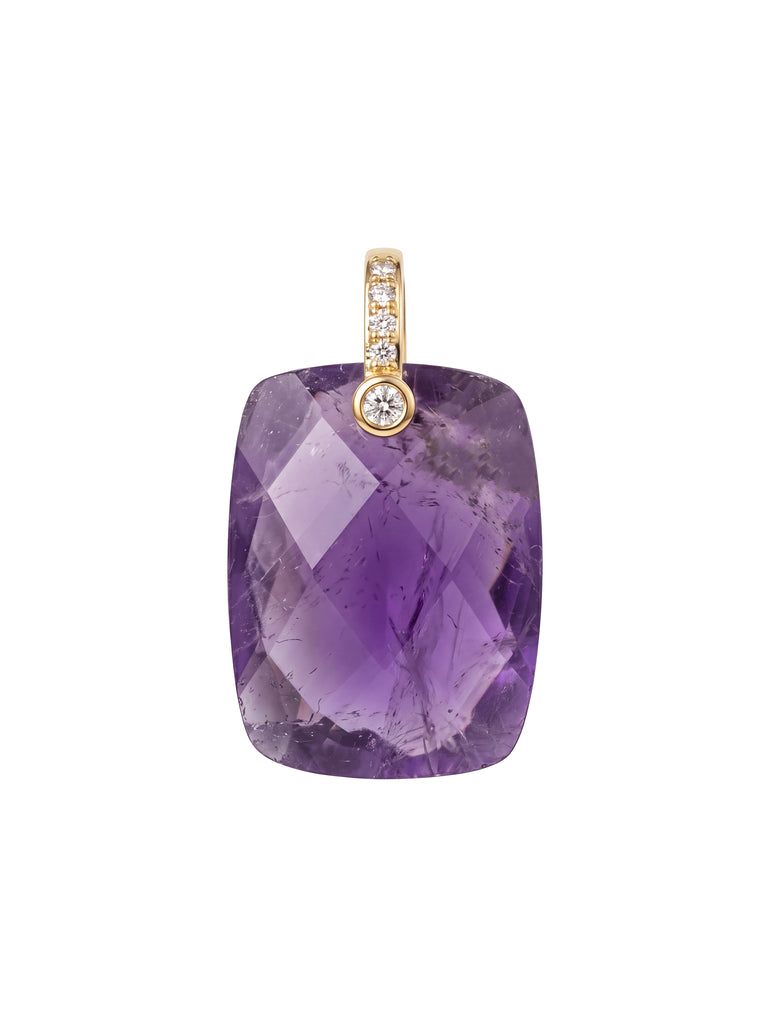 Dije Rectangular Piedra Amatista Con Zirconias