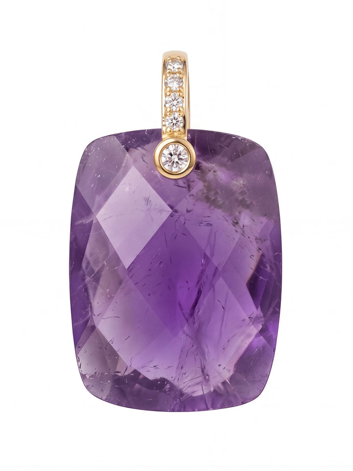 Dije Rectangular Piedra Amatista Con Zirconias