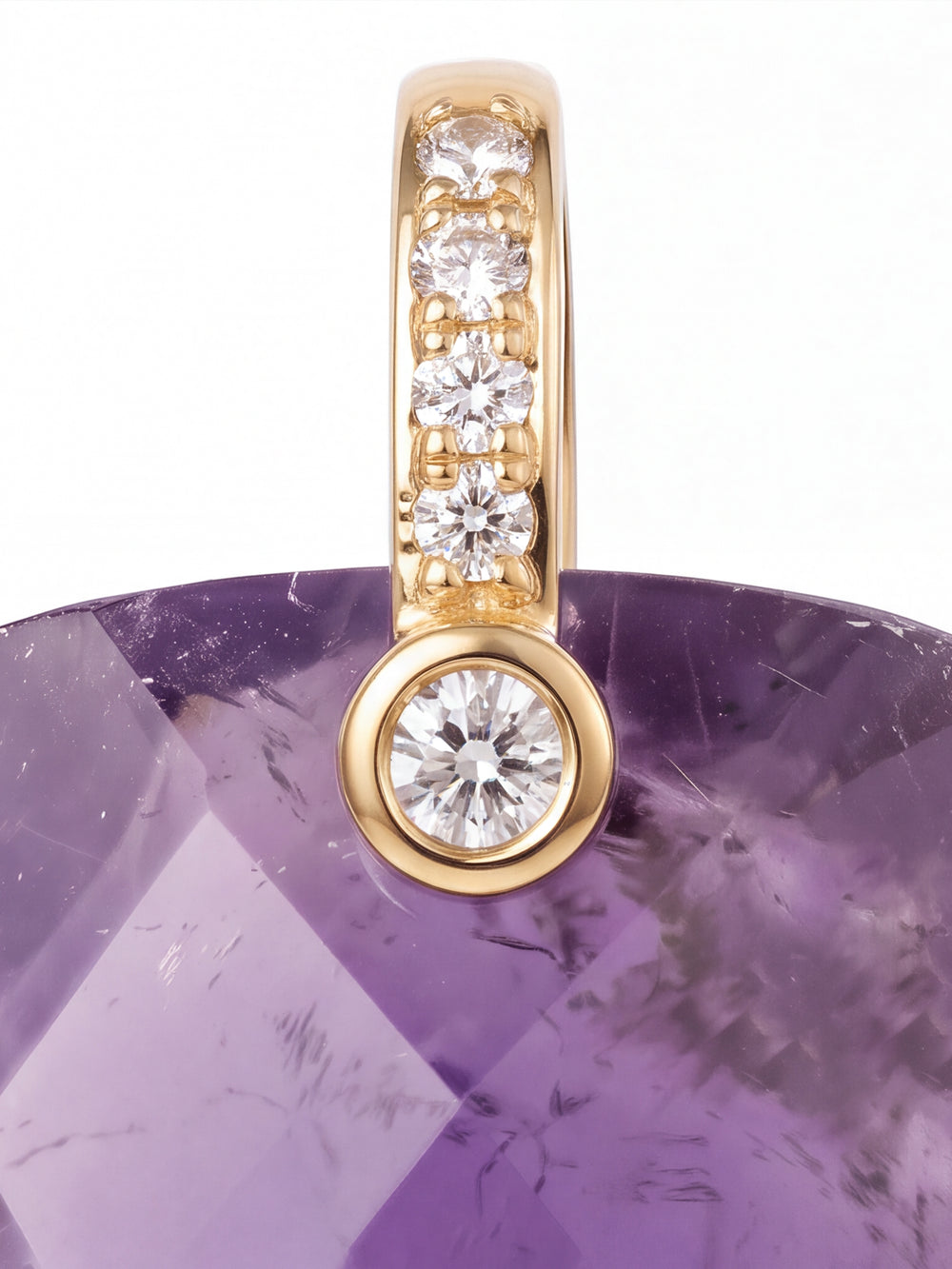 Dije Rectangular Piedra Amatista Con Zirconias