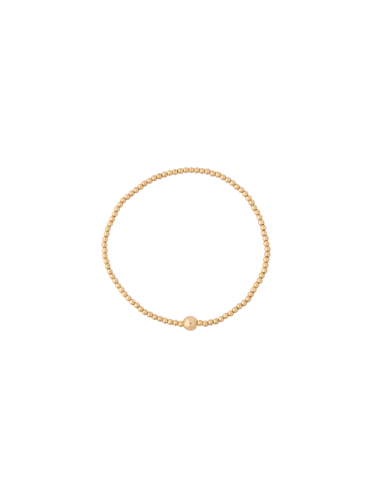 Pulsera Bolitas Chicas y Bolita Central Gold Filled