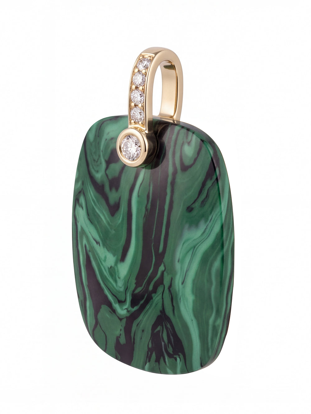 Dije Rectangular Piedra Malaquita Con Zirconias