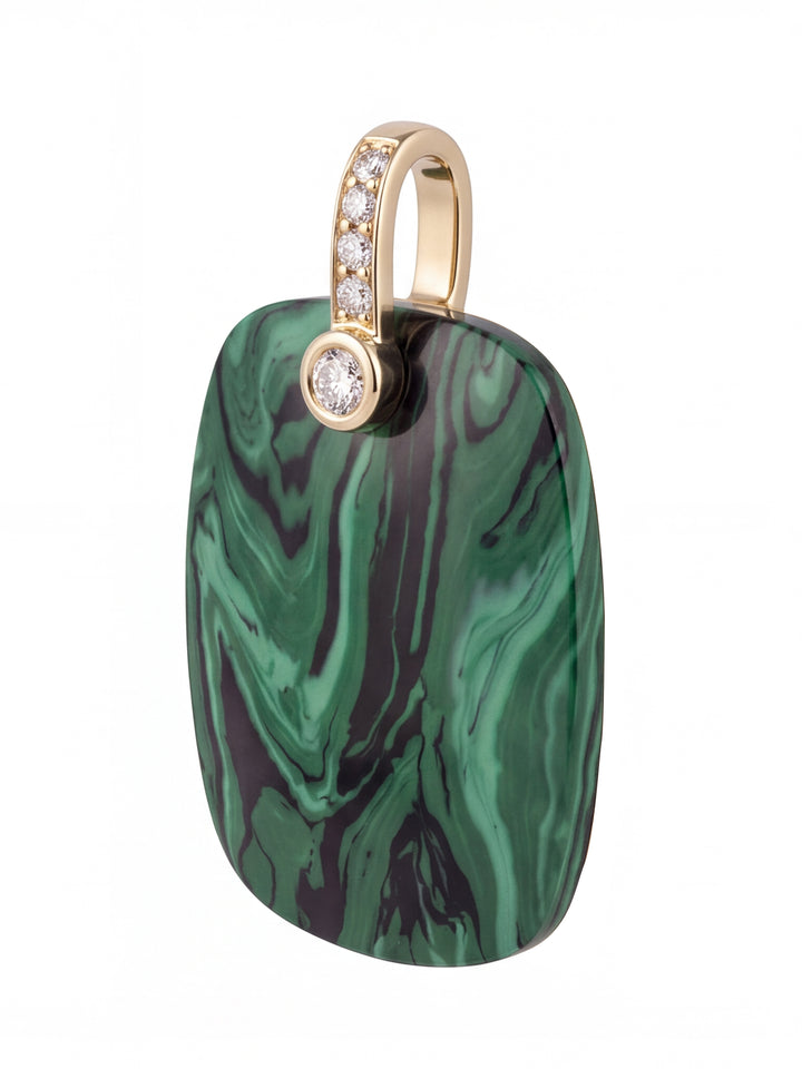 Dije Rectangular Piedra Malaquita Con Zirconias