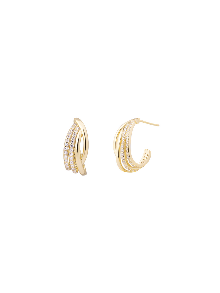 Par Arracada Lineas Lisas y Con Zirconias