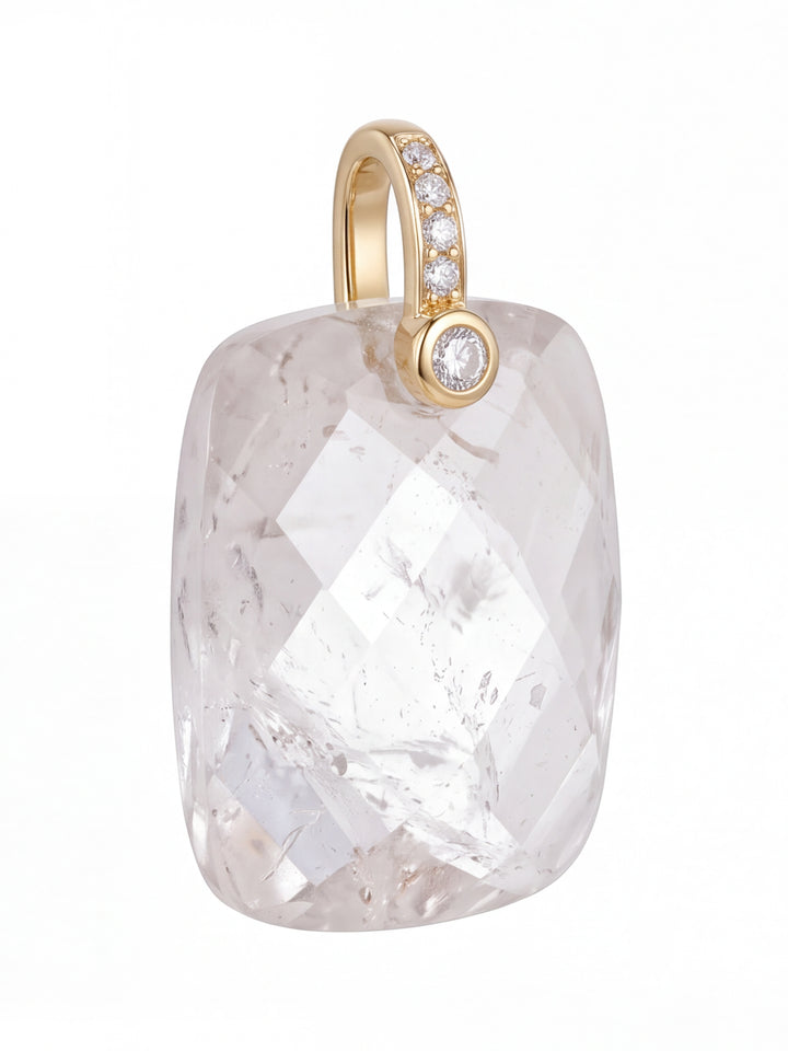 Dije Rectangular Piedra Ópalo Con Zirconias