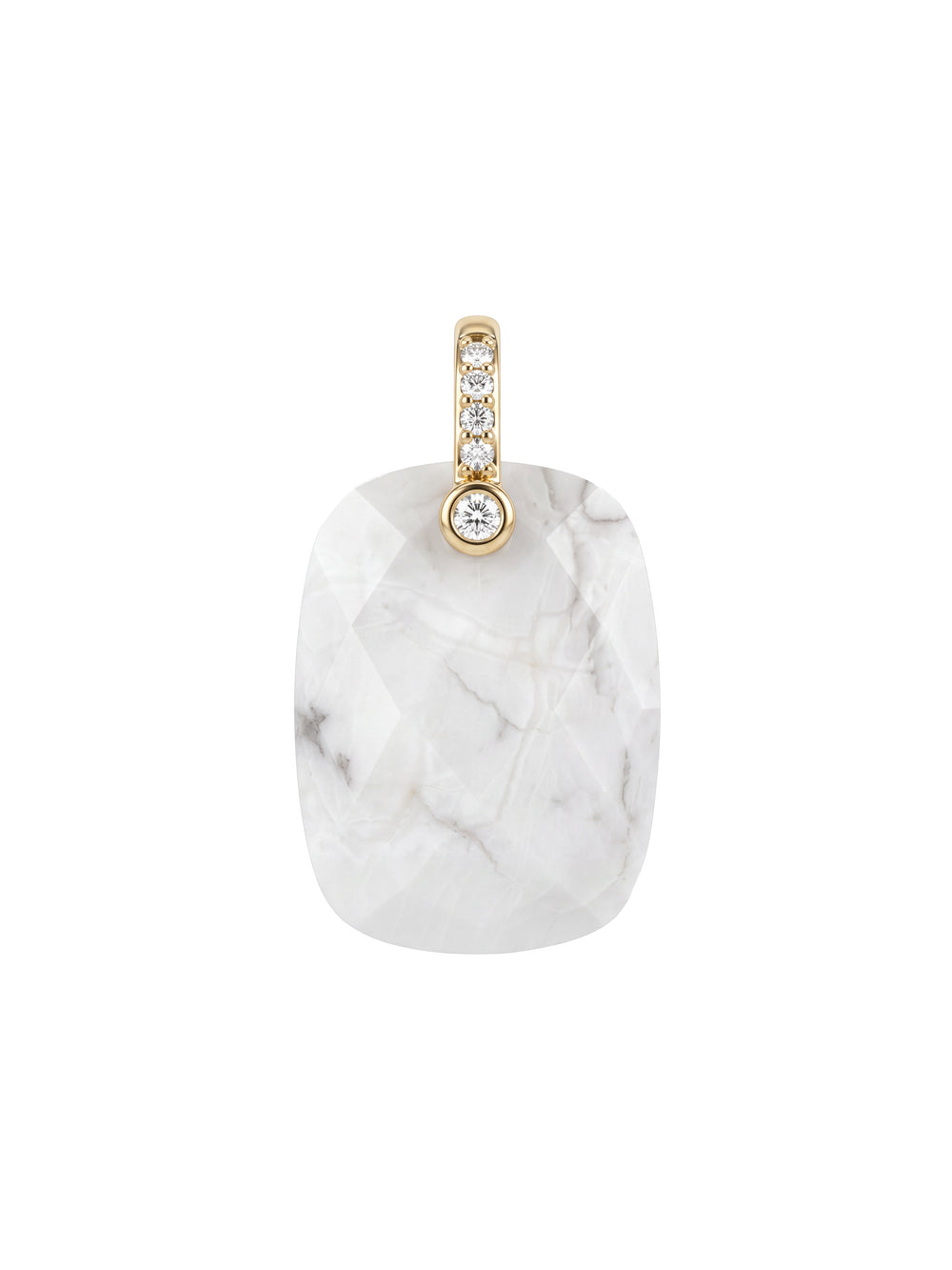 Dije Rectangular Piedra Howlita Blanca Con Zirconias