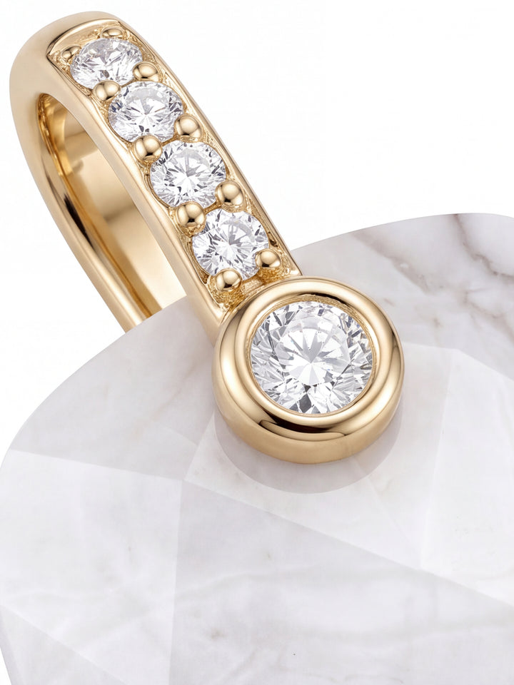 Dije Rectangular Piedra Howlita Blanca Con Zirconias