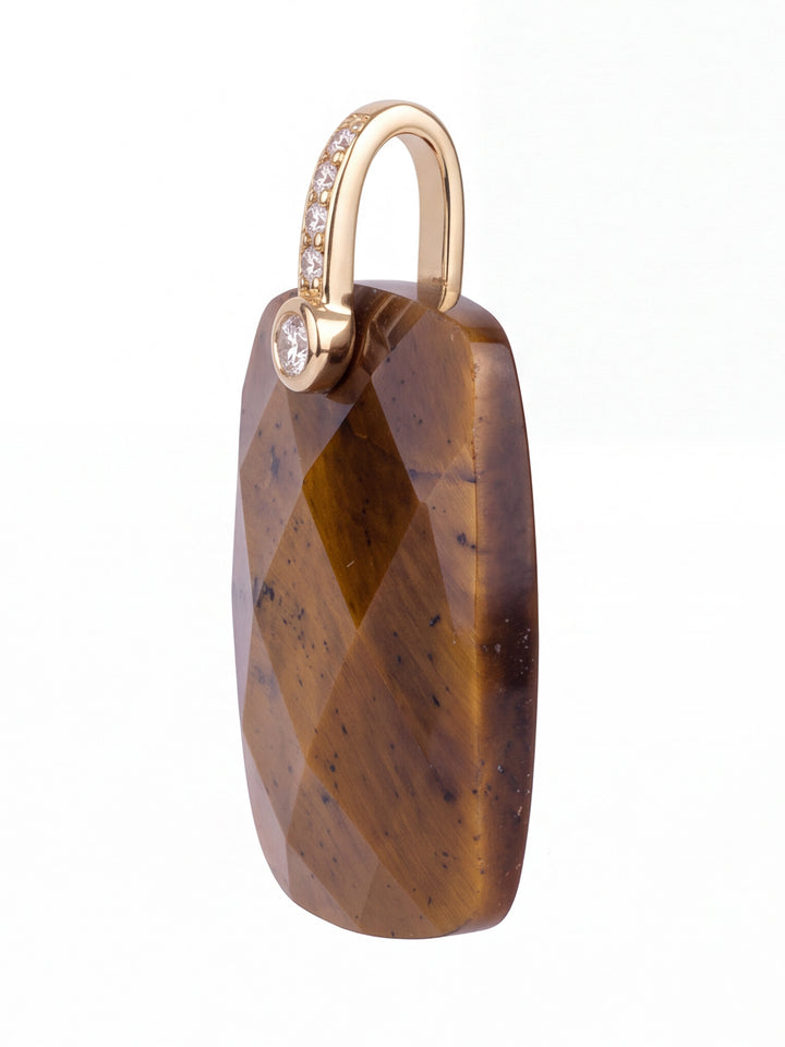 Dije Rectangular Ojo De Tigre Con Zirconias