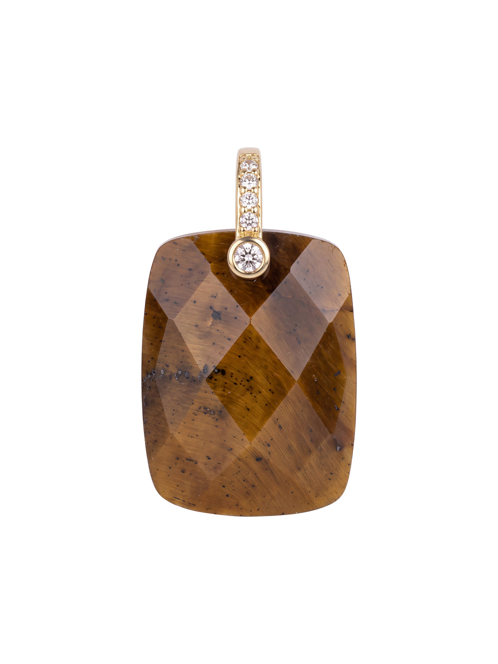 Dije Rectangular Ojo De Tigre Con Zirconias