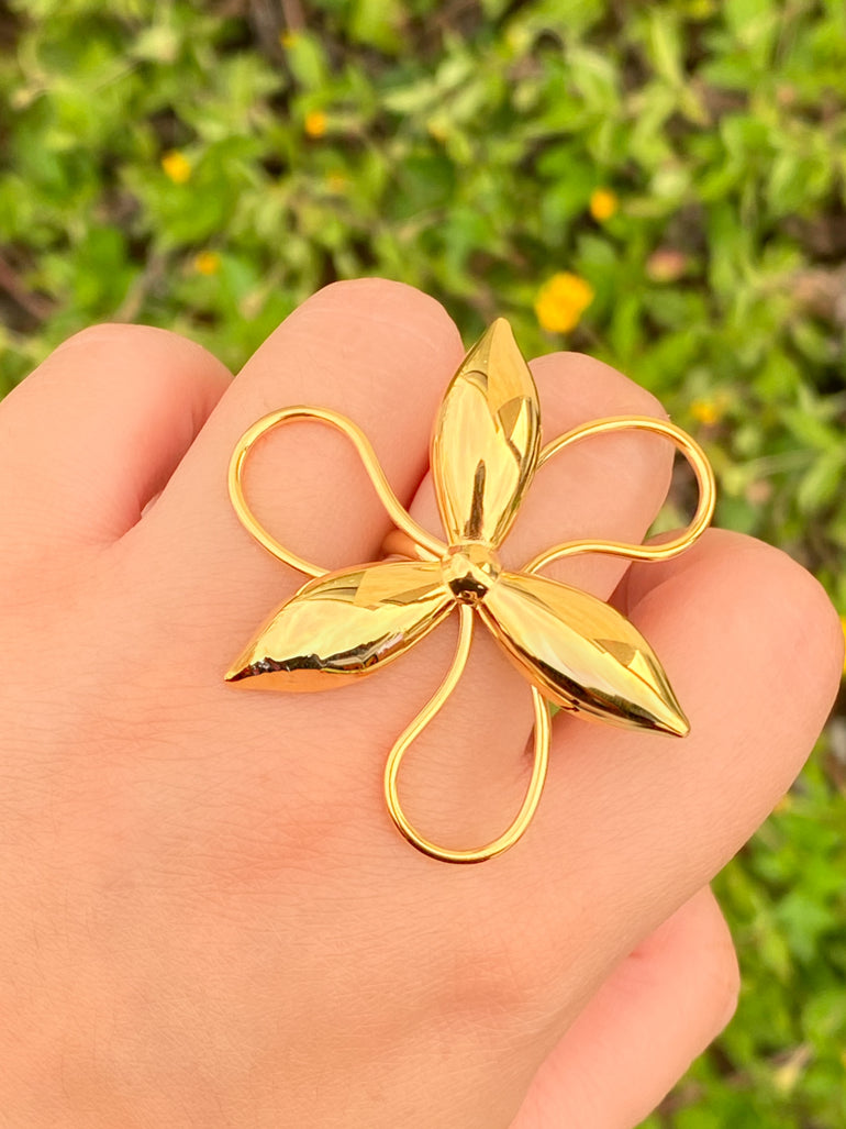 Anillo Abierta Petalos Largos