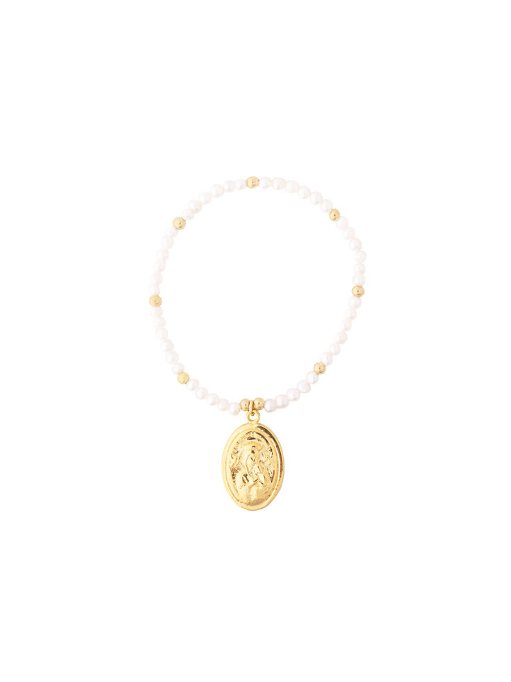 Pulsera San Gerardo con Perlitas para Embarazadas