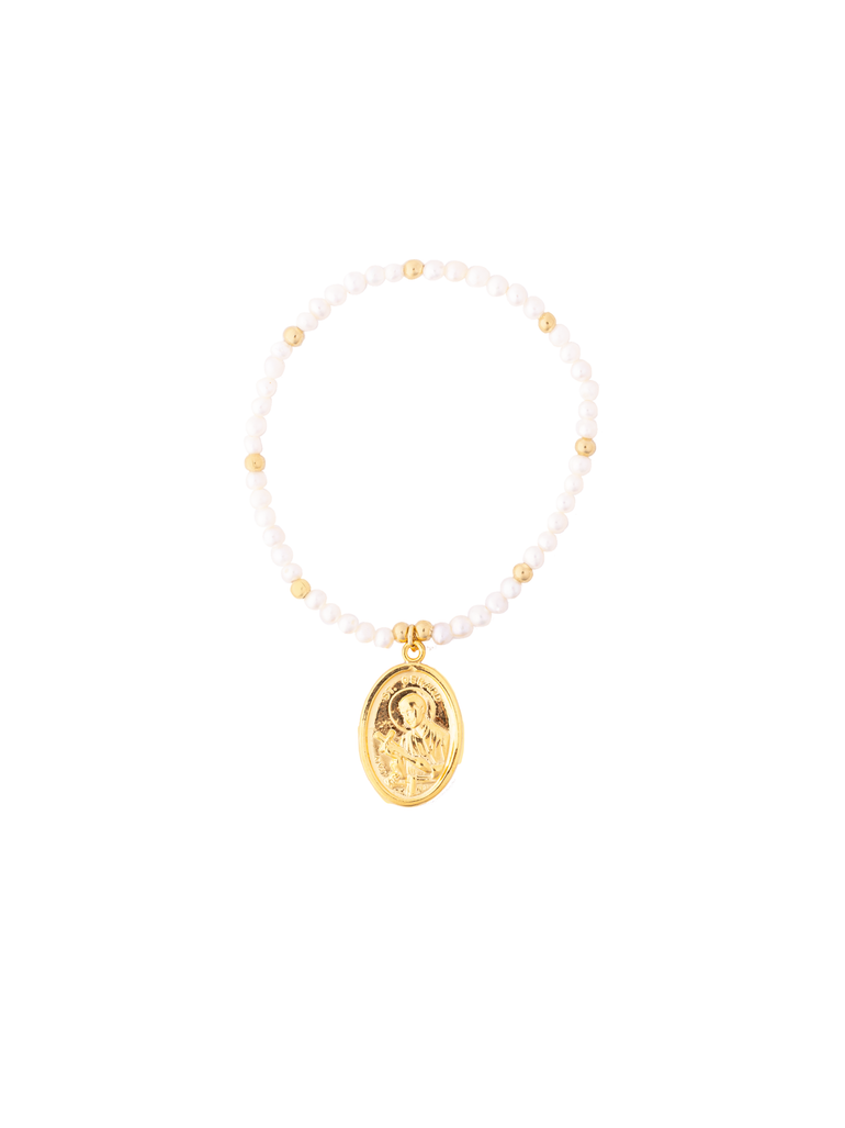 Pulsera San Gerardo con Perlitas para Embarazadas