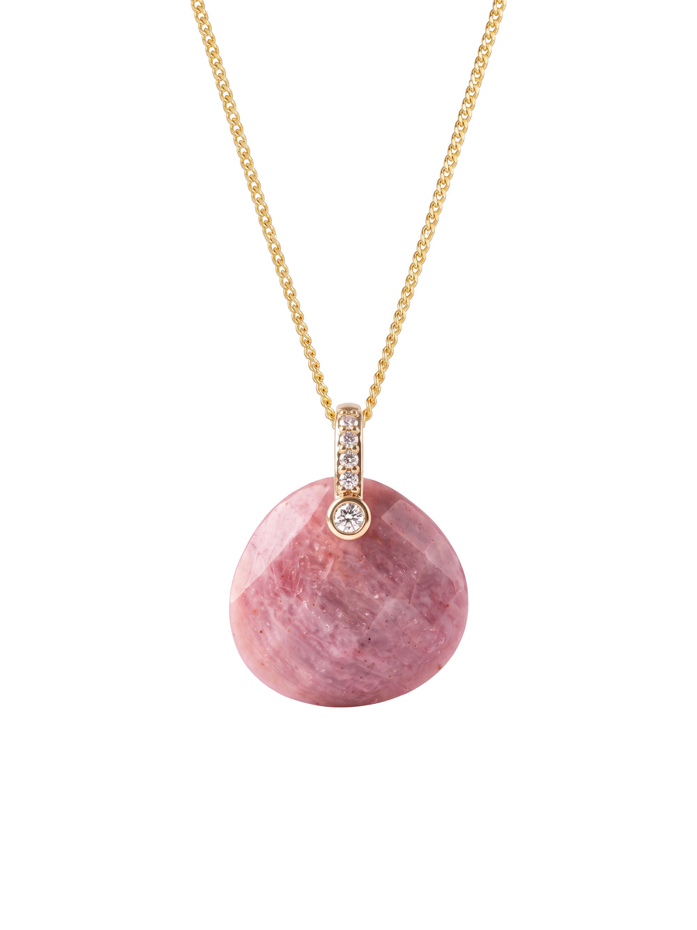Collar Gota Ancha Piedra Rodocrosita Oscura A Beneficio Cruz Rosa