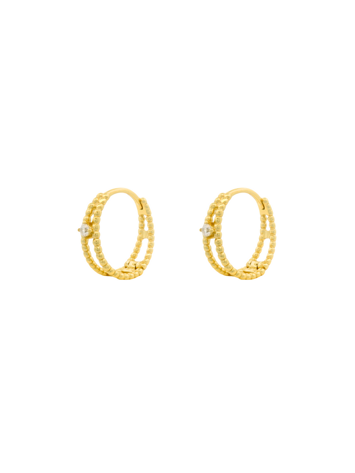 Par Arracada Doble Con Zirconia Circular