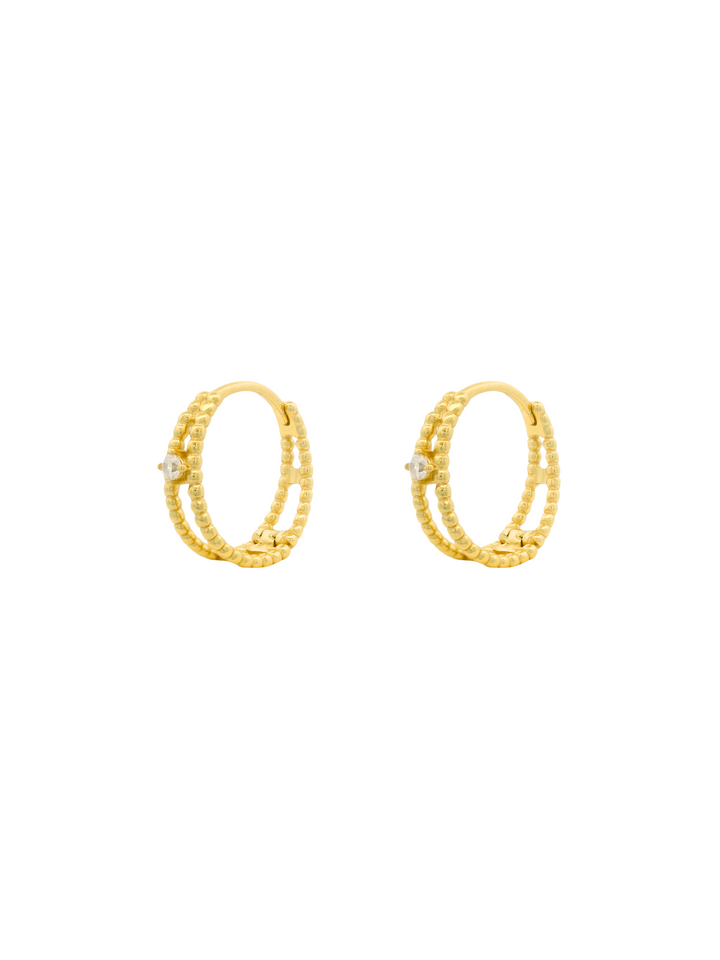 Par Arracada Doble Con Zirconia Circular