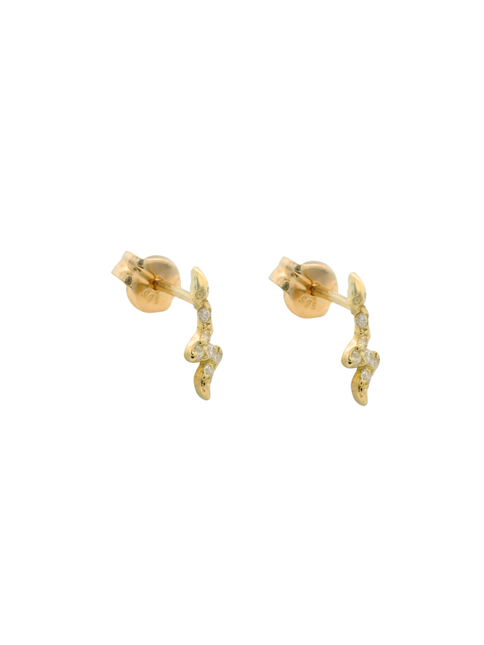 Par Arete Serpiente Zirconia Oro 14k