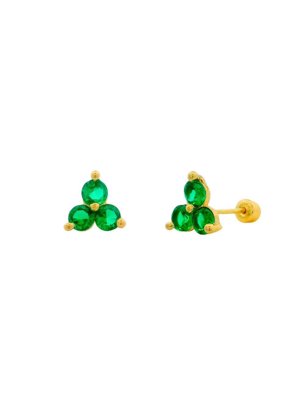 Broquel de Oro 10k Trebol Con Zirconias