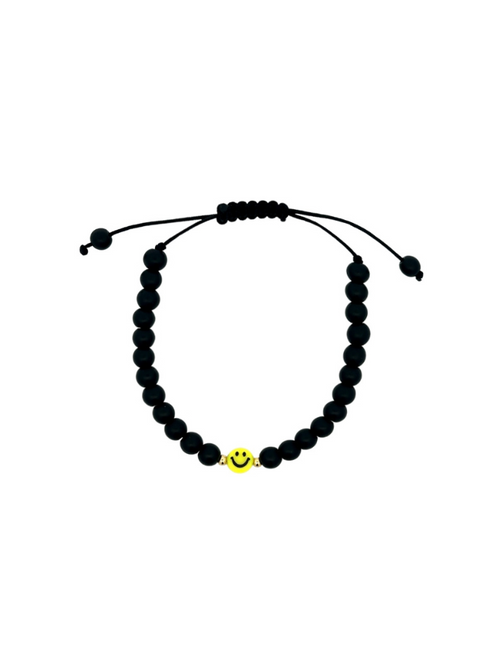 Pulsera Piedra Negra Con Carita Feliz