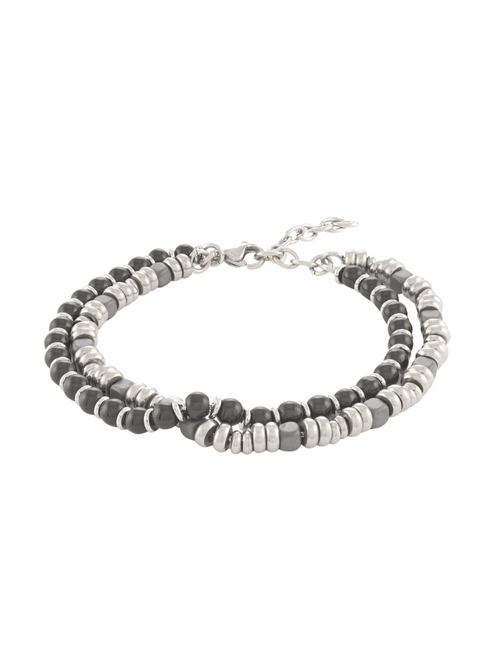 Pulsera Doble Piedra Hematita y Onix